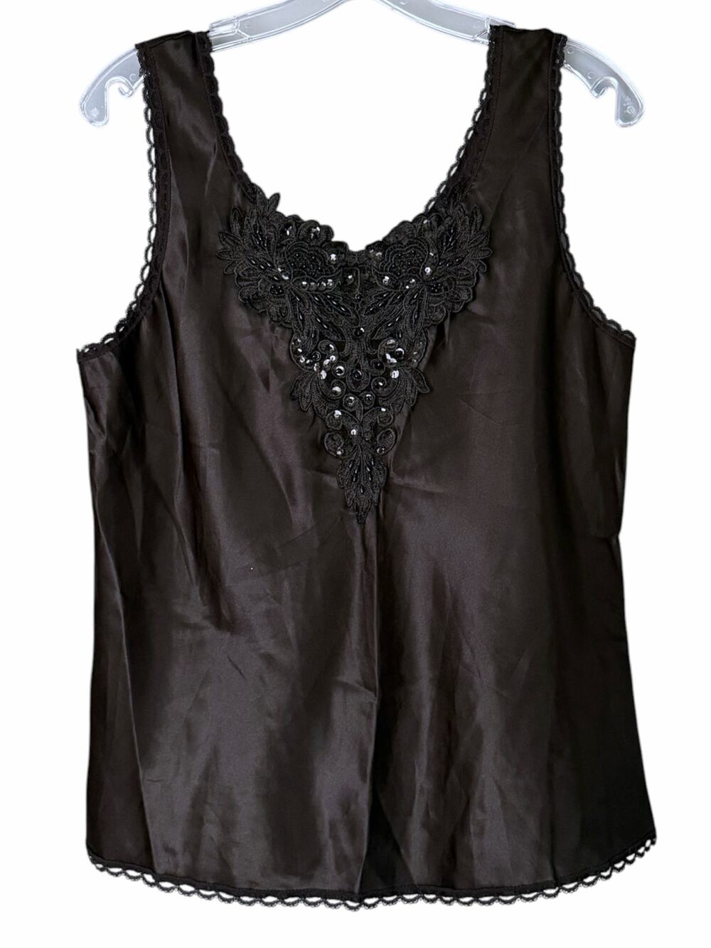 Cinema Etoile Black Lace Camisole Top Women’s M Beaded Sequin Y2K Whimsigoth NEW